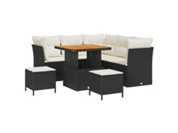 Conjunto 8 Conjunto De Sofá De Jardim Vidaxl Preto Vime Pe (80 X 80 X 71 Cm)