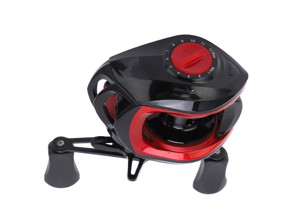 Luya Reel Kemeilong EOOCOO com isca micro, preto/vermelho, para peixe boca de cavalo e coilia