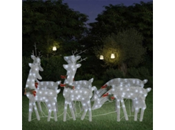Vidaxl Renas De Natal 6 Pcs Malha Prateado/branco Frio