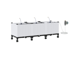 Conjunto 3 Vaso De Jardim Vidaxl Branco Polipropileno (120 X 40 X 43,5 Cm)