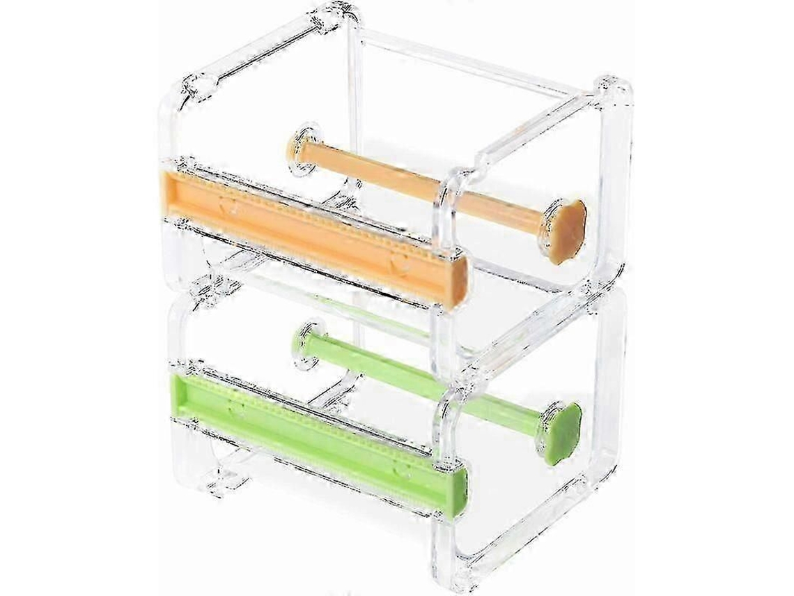 Conjunto de 2 Dispensadores Fita Adesiva Transparentes para Escritório, Cortador Fita, Suporte Rolo Fi Ta GOKOCO (fita Não Inclusa)