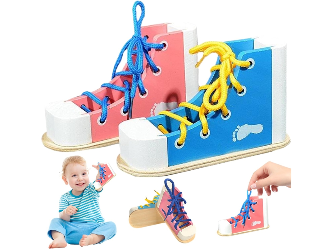 Conjunto De 2 Peças Para Praticar Amarração Sapatos Infantis,