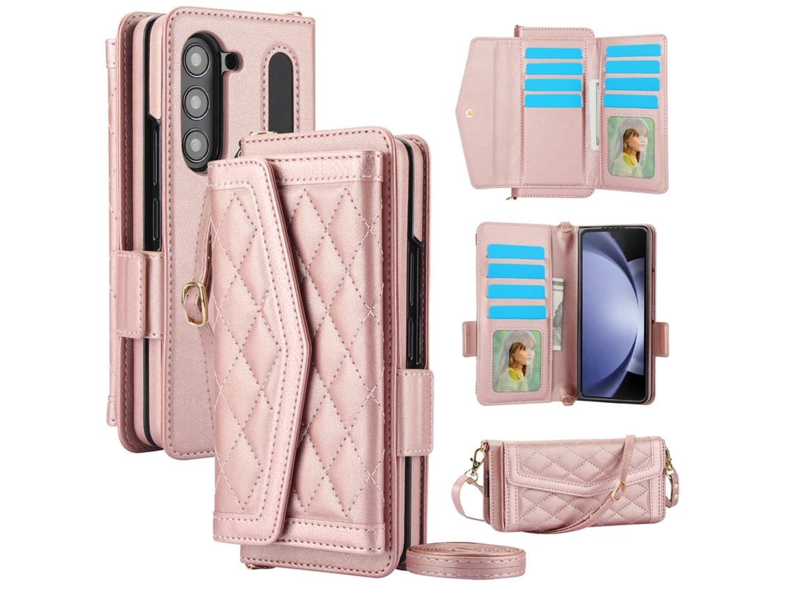 Capa Para Samsung Galaxy Z Fold 7 Rfid Porta-caneta Stylus Alça Dourado Czhhmart
