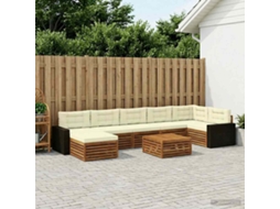 Vidaxl Conjunto De Sofás Para Exterior 8 Unid. Natural E Creme