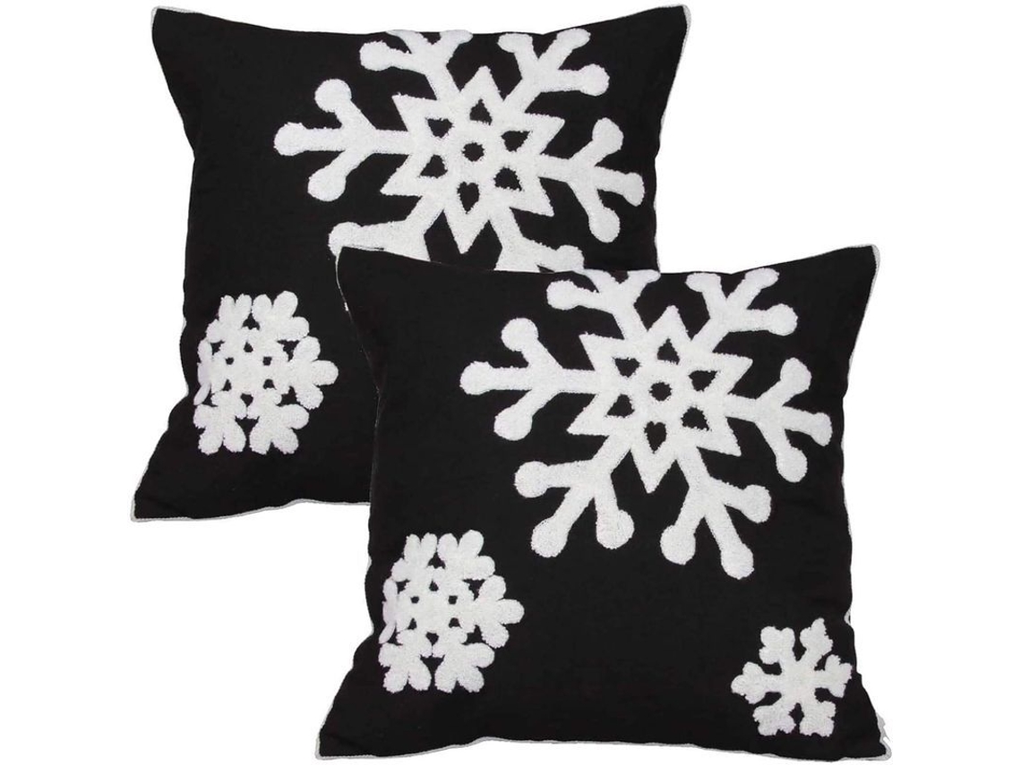 Capas De Almofada Decorativa De Renda Natalina De Algodão Quadrada Macia 18x18 (par, Preto)