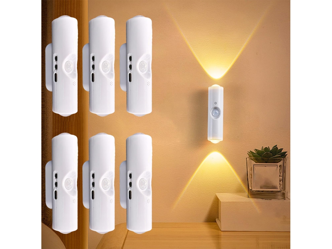 Luz ambiente LED inteligente recarregável com sensor de movimento.