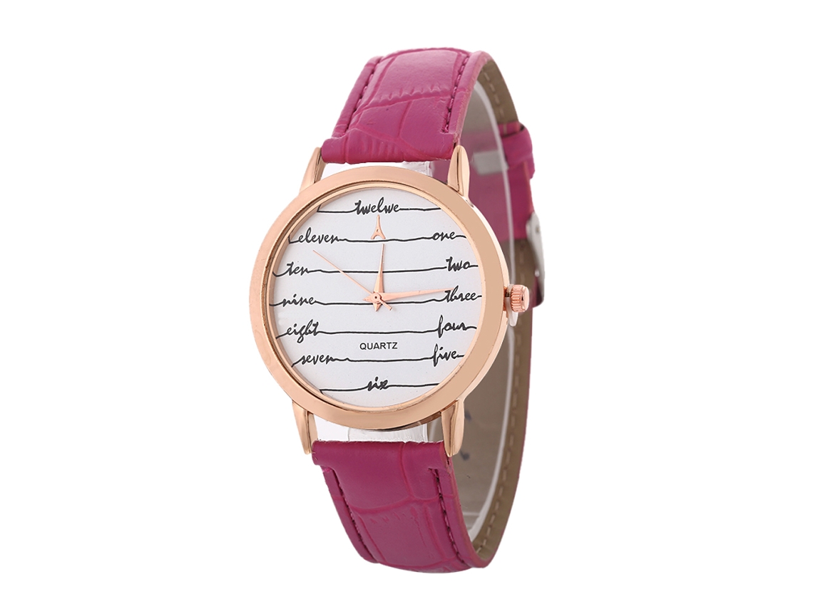 Reloj De Cuarzo Elegante Y Casual Unisex Para Parejas Regalo (rojo Rosa)