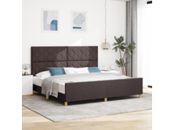Cama Em Castanho Escuro, 200x200 Cm, Tecido