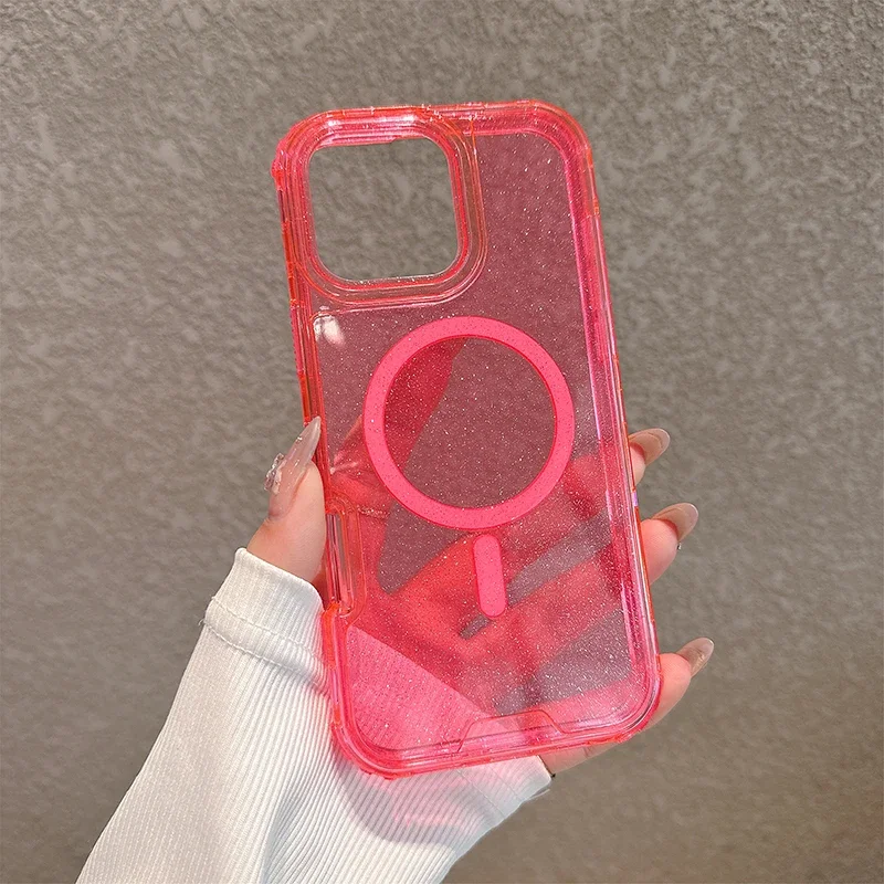 (vermelho, Iphone 15 Pro Max) Capa De Celular 3 Em 1 Resistente A Quedas, Compatível Com Carregamento Sem Fio Magnético E À Prova De Choque.