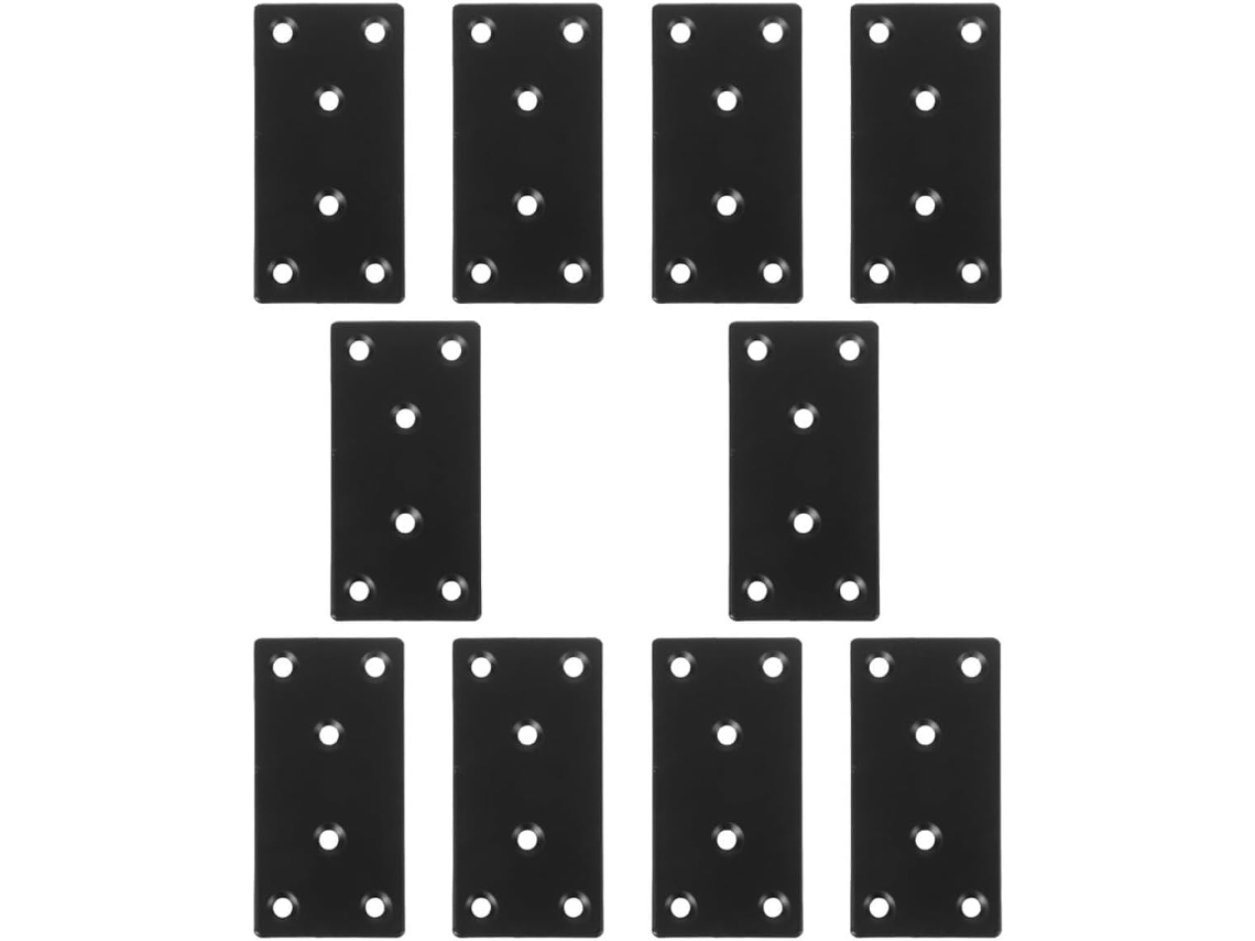 Placas De Reparo Com 6 Furos, Placas De Teto Grossas E Planas Em Aço Inoxidável Preto, 10 Peças Para Prateleiras