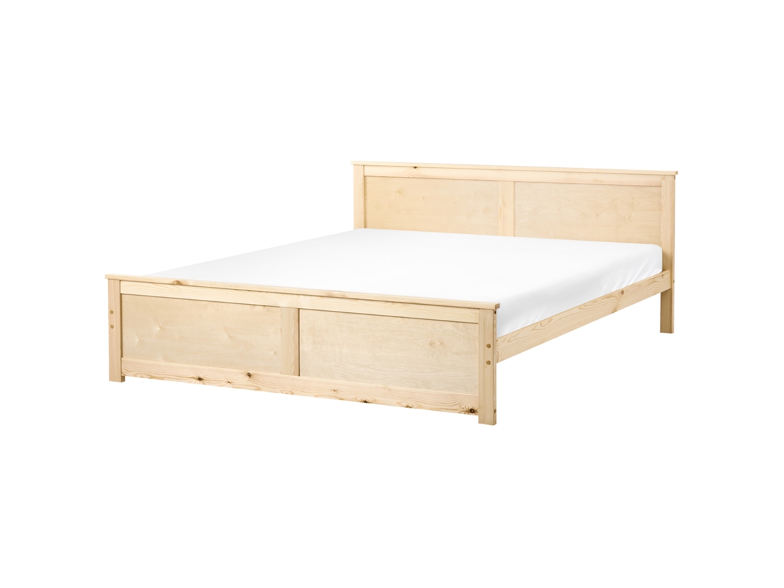 Cama De Casal Beliani Dauphin De Madeira De Pinho Castanho Claro 180x200
