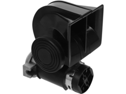 Buzina 12V 20W para carro e motocicleta, em plástico branco sólido com design quadrado.