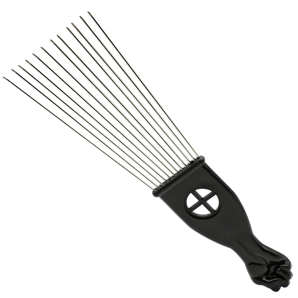 Pacote com 1 Pente Garfo Africano de Aço Inoxidável com Dentes Largos e Agulhas de Metal MDUG (estilo 1)