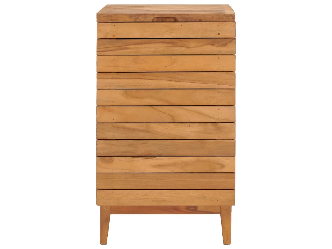 Cesto De Roupa Suja Vidaxl 40x40x70 Cm Em Madeira Maciça De Teca, Para Organizar E Guardar Roupa Suja De Forma Prática