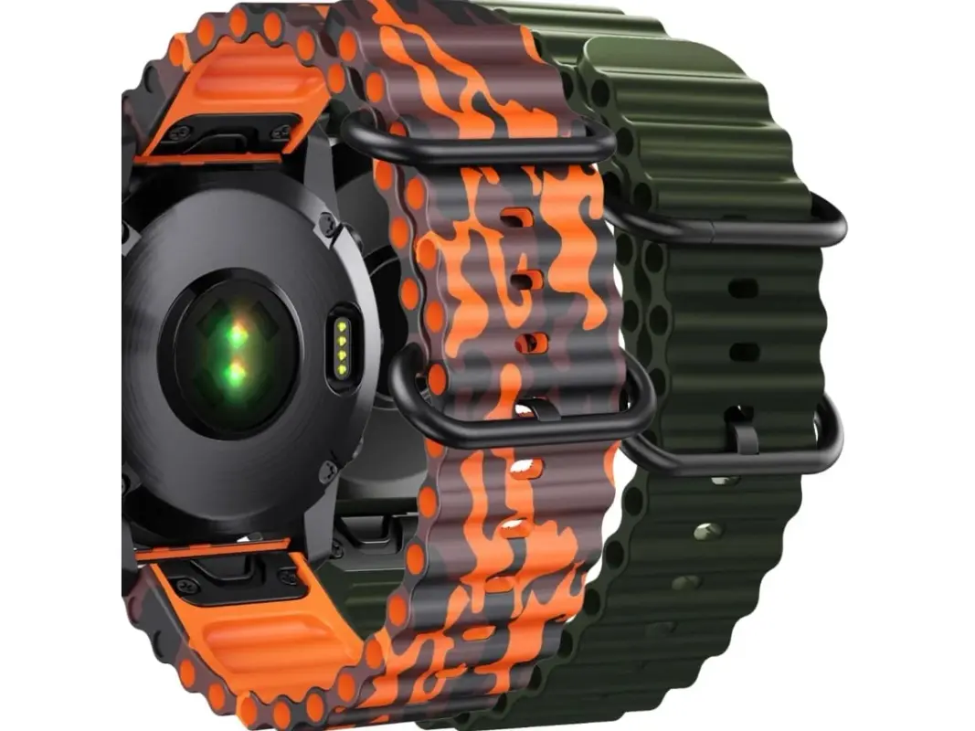 Pacote com 2 pulseiras Ocean Waves da Szsmart para Garmin Fenix 8 51 mm AMOLED, laranja militar e verde