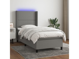 Cama Box Spring C/ Colchão E Led 90x190 Cm Tecido Cinza-escuro