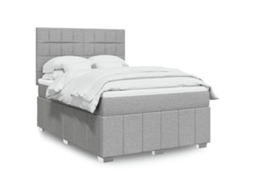 Vidaxl Cama Com Molas/colchão 160x200 Cm Tecido Cinzento-claro