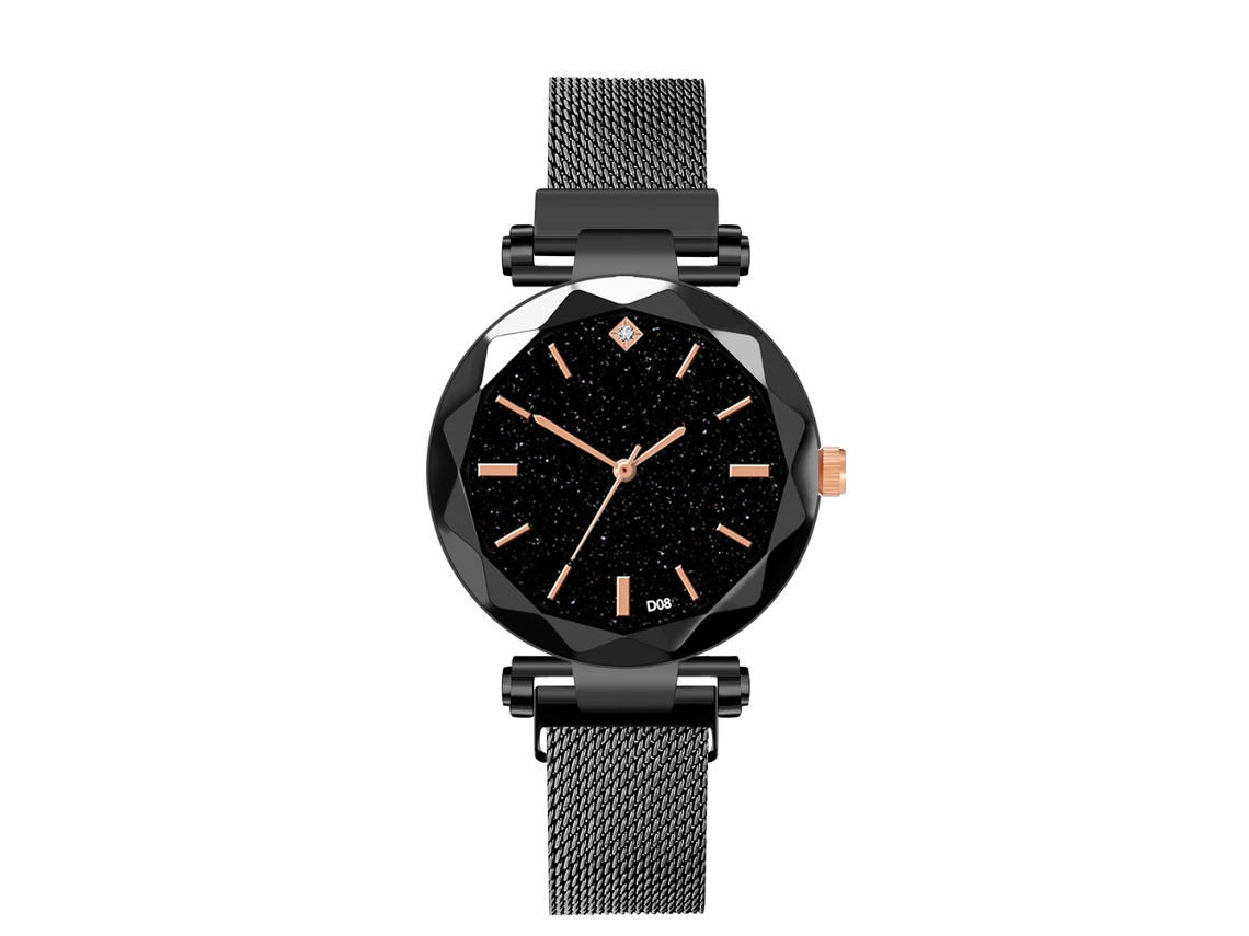 Reloj De Pulsera Hombre Moda Casual Dial De Aleación Espejo Cuarzo Negro