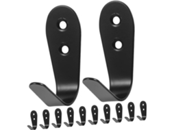 Conjunto De 12 Ganchos Parede Em Aço Inoxidável Preto Com 2,0 Mm Espes