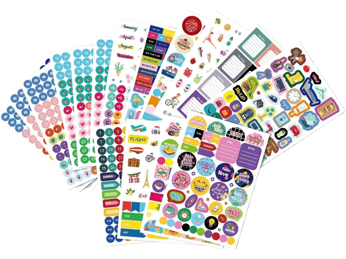 Conjunto De 16 Folhas De Adesivos Mensais Para Calendários, Planejadores Diários E Comemorações Mensais.