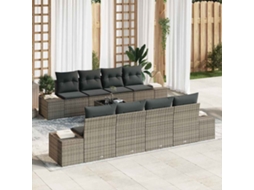 Vidaxl Conjunto De Sofá De Jardim 7 Unid. Cinzeto Vime Pe