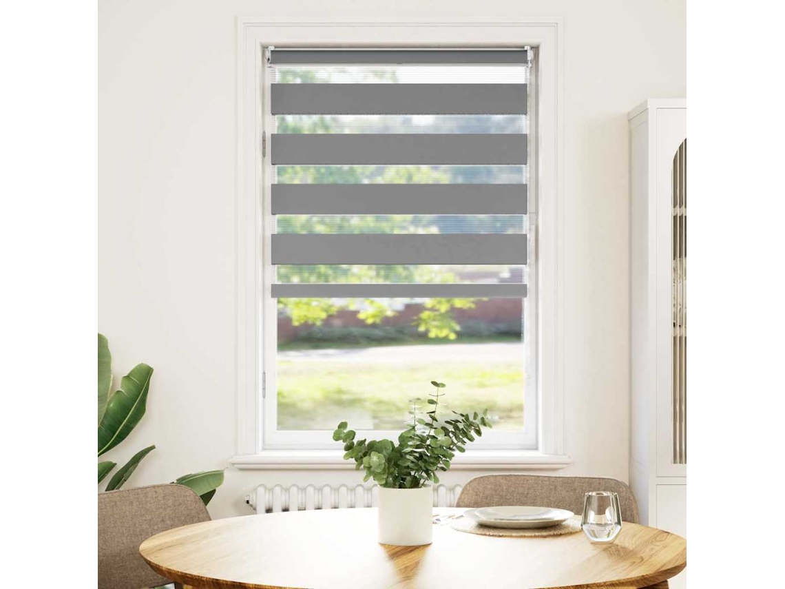 Vidaxl Cortina Zebra 50,9x100 Cm, Largura Do Tecido 46,7 Cm, Cinza