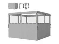 4 Paredes Laterais Para Tenda 3x3 M De Com 8 Janelas Proteção Uv 30+ Impermeável Cinzento Claro