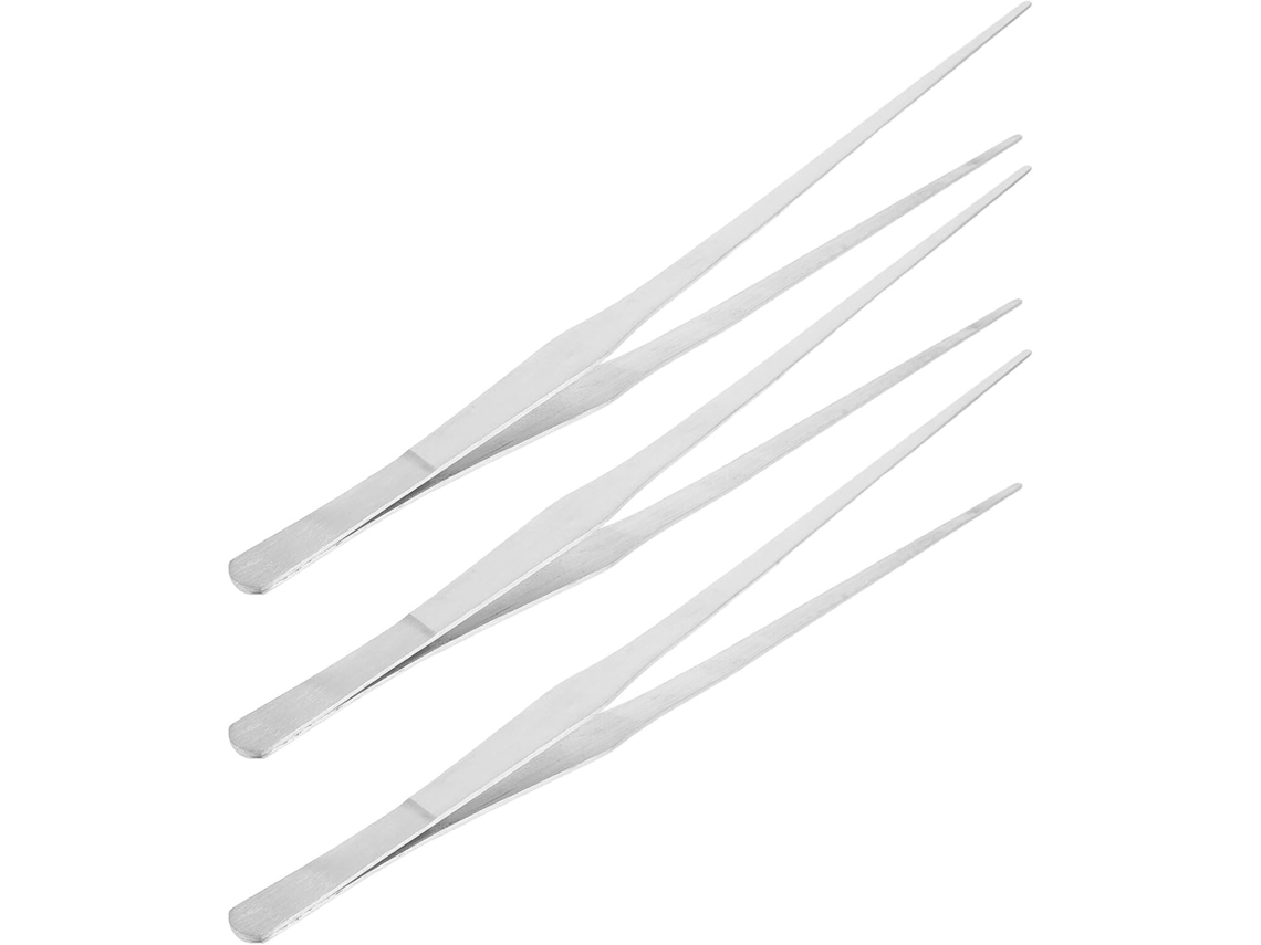 Conjunto de 3 Prendedores de Alimentação em Aço Inoxidável para Répteis, Longos, Retos, Multiuso, para Aquário. SFUSHOS
