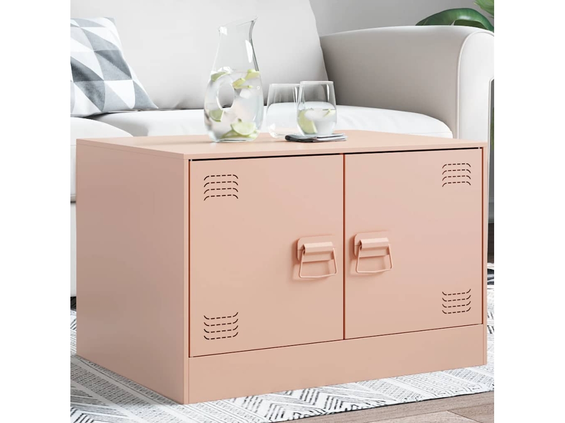 Vidaxl Mesa De Centro 67x50x44 Cm Aço Rosa