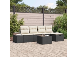 Vidaxl Conjunto De Sofá De Jardim 6 Unid. Preto Vime Pe