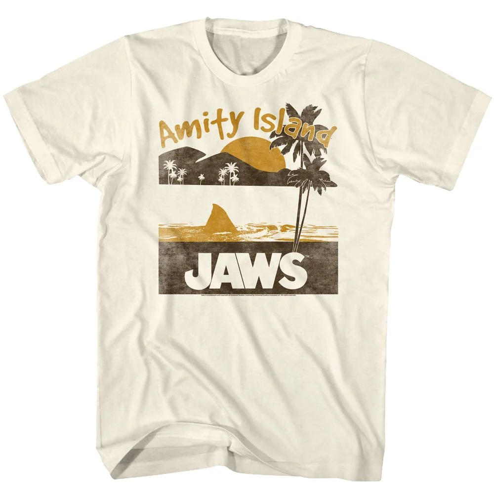 Rockinstone Jaws Movie Random Solid Natural Adult T-shirt Size:s