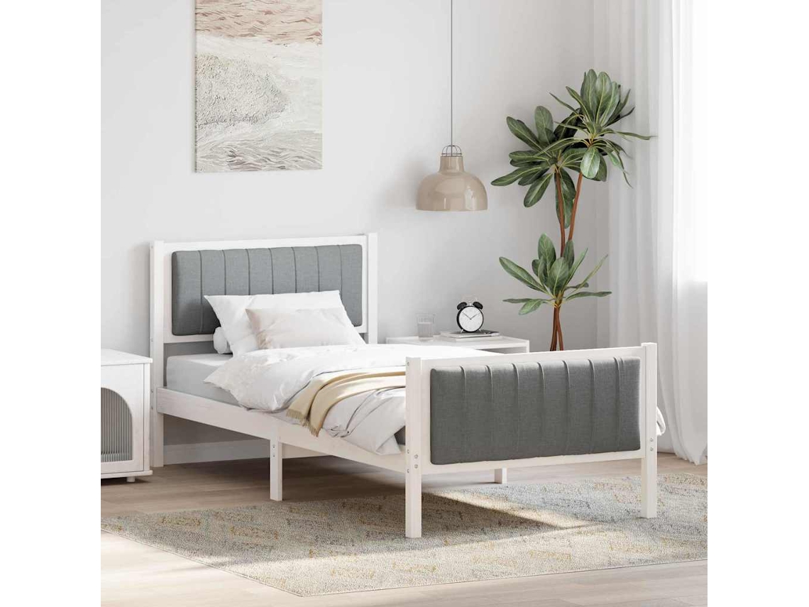 Vidaxl Estrutura Da Cama Branco E Cinza Claro 90 X 200 Cm