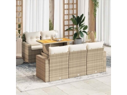 Vidaxl 6 Pcs Conjunto De Sofás P/ Jardim Com Almofadões Vime Pe Bege