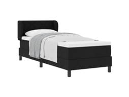 Cama De Solteiro | Camas Para Quarto | Cama Box Com Colchão Com Cabeceira Preto 80 X 200 Cm Tecido