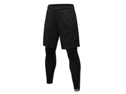 Calça legging masculina 2 em 1 estilo agasalho esportivo, modelo 2026, para corrida, com secagem rápida.