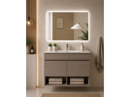Móvel De Casa De Banho Suspenso Com Lavatório Extraplano Origenbath Nebari Sem Espelho 80x45 Cm Carvalho Smoky