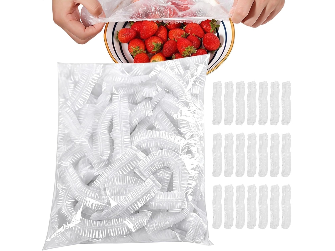 100 Unidades De Capas Elásticas Flexíveis E Transparentes Para Alimentos