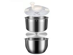 Máquina De Lavar E Secar Vegetais Aço Inoxidável 6 Litros, Escorredor De Frutas E Vegetais
