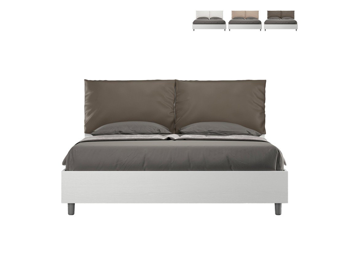 Recipiente de cama de casal 160x190cm almofadas de madeira Egos Antea