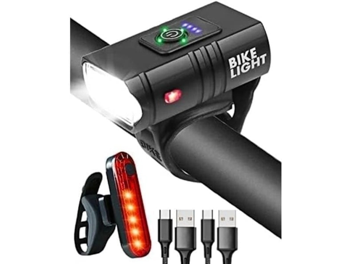 Luz de bicicleta, IPX5, 1600 lúmens, 6 modos, recarregável USB, segurança, AQUAFORGE