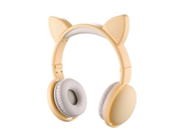 Auscultadores Bluetooth Cat Ear Led Glowing Cream Color