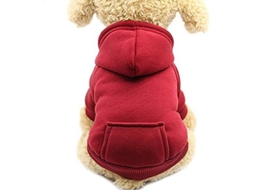 Chaqueta De Algodón Con Capucha Para Perros Rojo Con Bolsillo Exterior Y Abrigo De Invierno