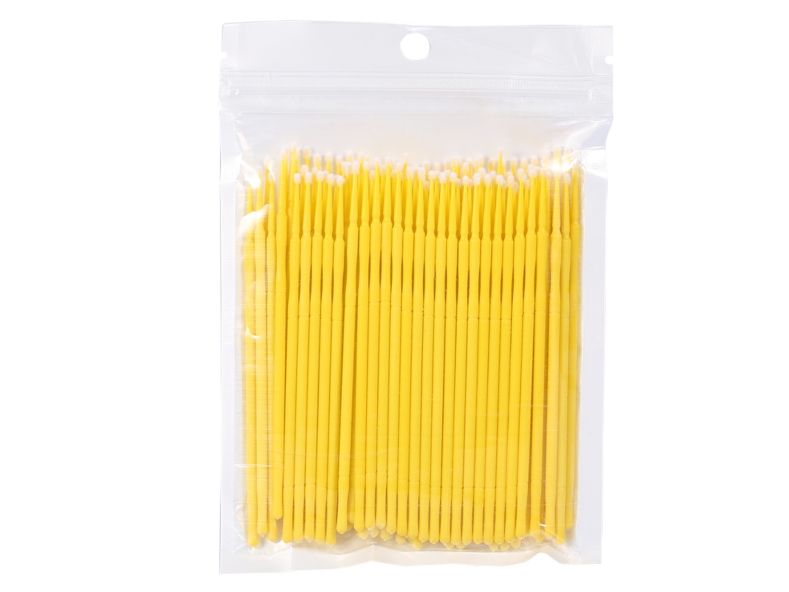 100 Pcs Sacola Pincel Descartável Micro De Máscara De Cílios Para Limpeza De Cola (amarelo)