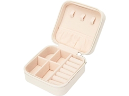 2026-pequeña Caja De Joyería De Cuero Pu, Estuche De Joyería Portátil Para Viajes (blanco)