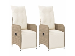 Maison Exclusive - Cadeiras De Jardim Reclináveis 2 Pcs C/ Almofadões Vime Pe Bege
