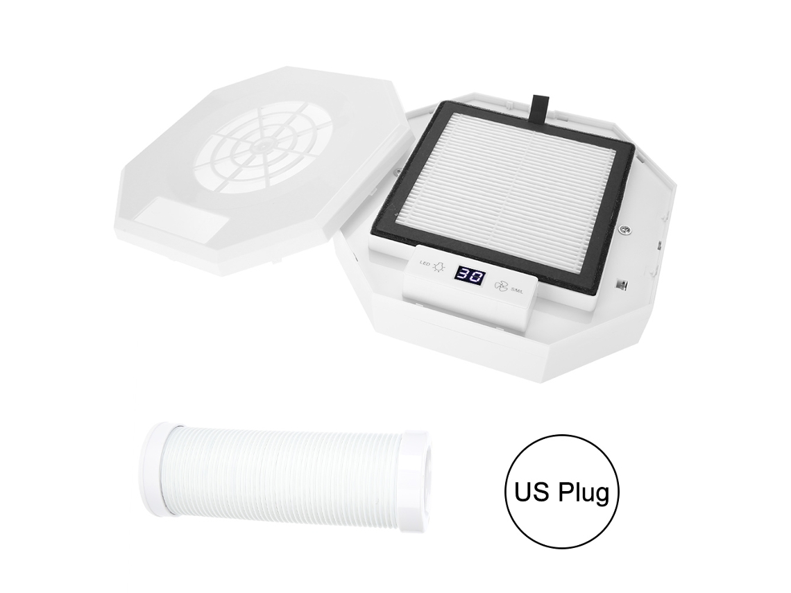 Coletor De Poeira De Unhas Com 60w De Potência Forte Sução Aspirador Manicure Com Led E Tubo Esticável