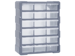 Conjunto 1 Multi-drawer Organiser, Multi-drawer Organisers Vidaxl Cinzeto Polipropileno (18 Gavetas)