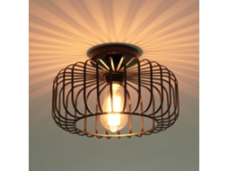 Luminária De Teto Semi-embutida Preta Estilo Industrial Retrô, Com Lâmpada Inclusa.