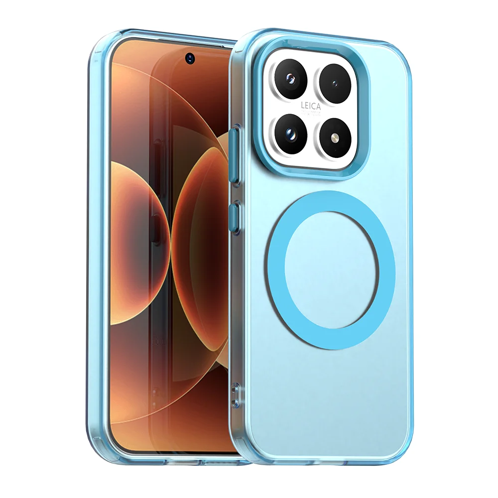 (azul Celeste, Redmi 15c 4g) Capa Transparente Fosca Para Celular Com Carregamento Sem Fio Magnético, Capa Protetora À Prova De Choque.