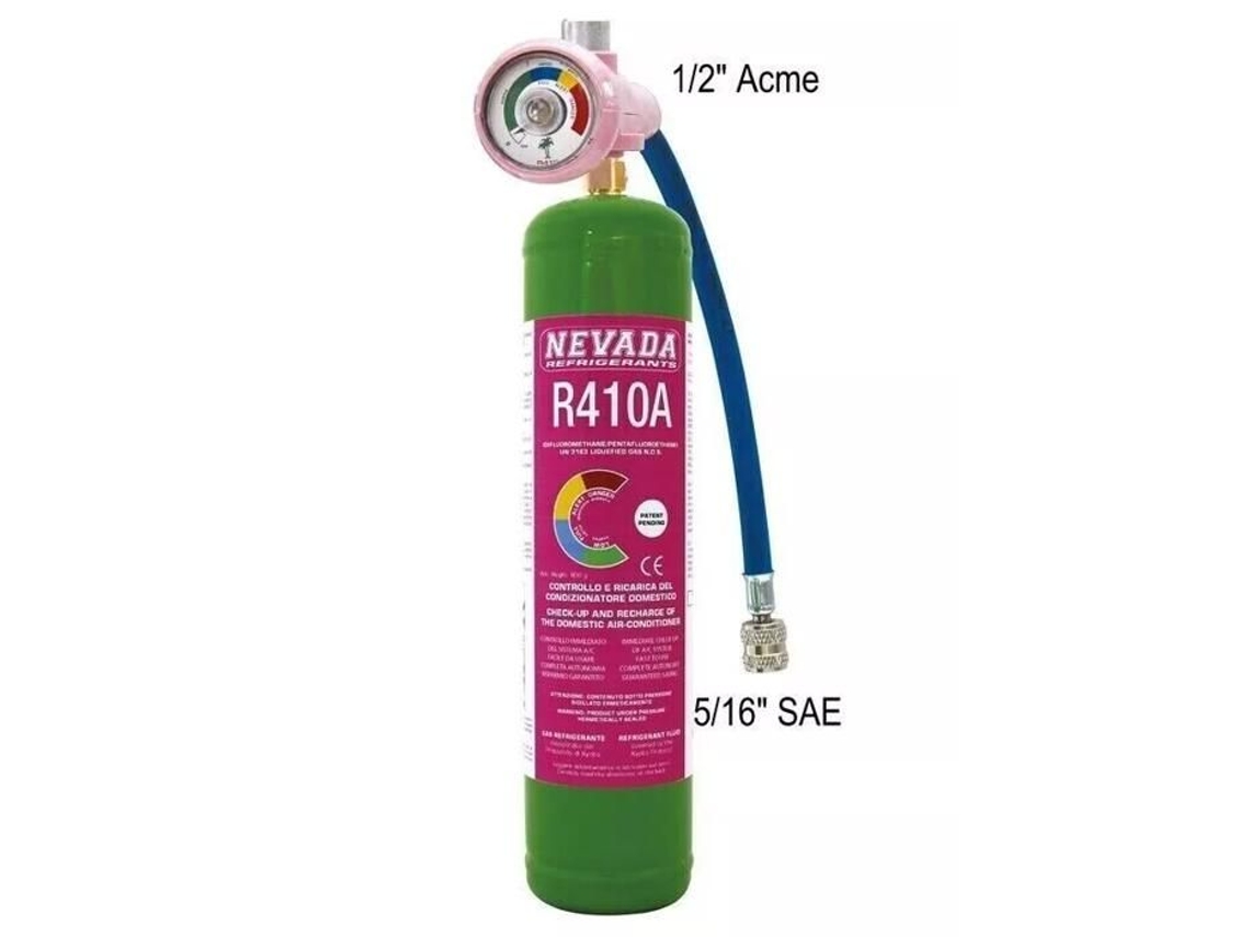 Kit Completo De Recarga De Gás Refrigerante R 410a Garrafa 800g 990 Ml Climatizador